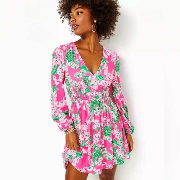 Lilly Pulitzer Dresses & Skirts - Lilly Pulitzer NWT Calla Long Sleeve V-Neck Dress Roxie Pink Worth A Look